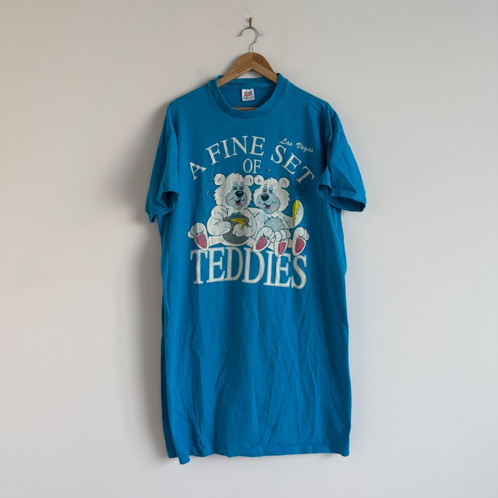 Vintage Anvil "A Fine Set of Teddies" Bear T-Shirt Dress‎